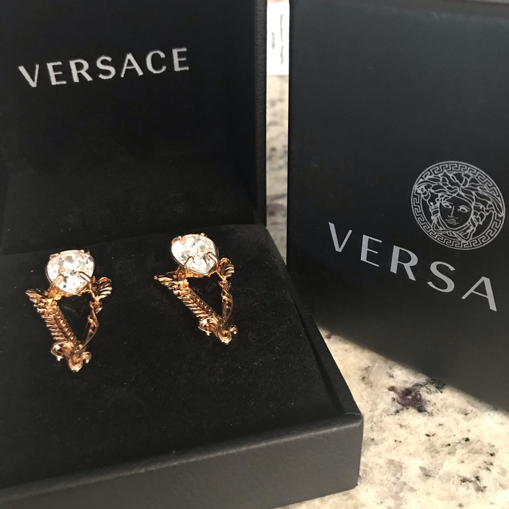 Authentic Versace Virtus Stud Earrings